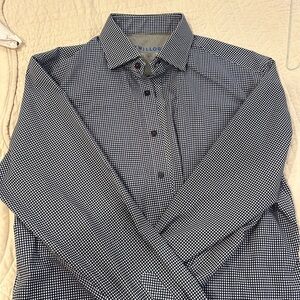 Twillory. Button up. Small check/gingham. Navy white 16.5 34/35